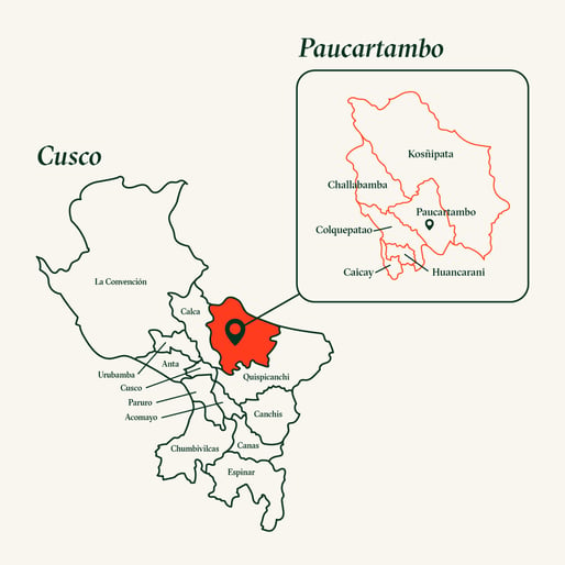 Mapa de Paucartambo respecto a Cusco