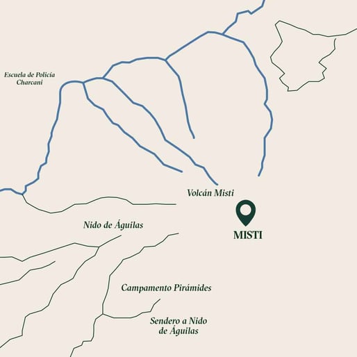 Mapa de principales lugares turísticos del volcán Misti