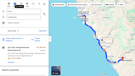 lima a lunahuana auto